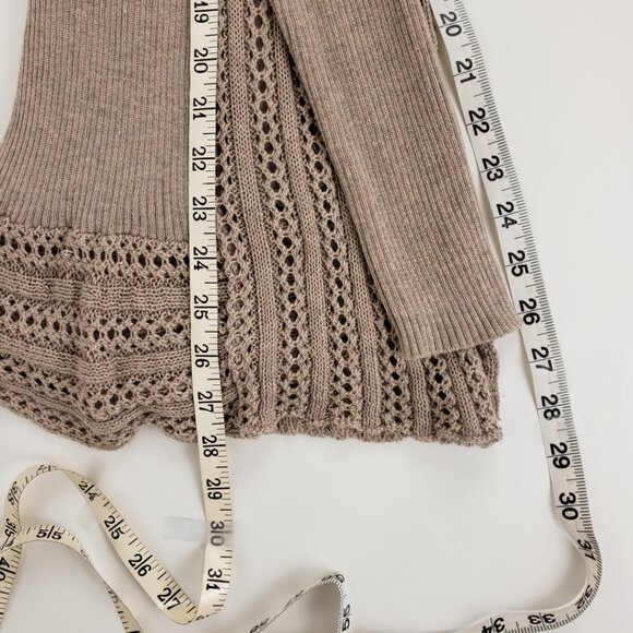 ELEMENTZ Sz PS Cardigan Sweater Tan Taupe Khaki Open Knit Weave Women Petite - Picture 16 of 16